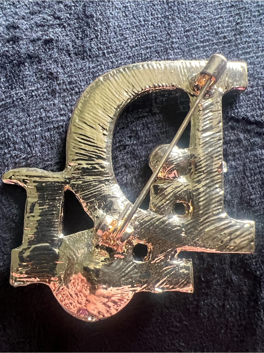 Dior Gold-tone Crystal 'Di' Logo Brooch with Clear Rhinestones - Picture 6 of 7